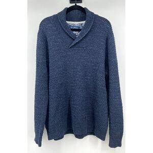 Tommy Bahama Men's Cotton Wool Blend Knit Sweater Size L Navy Blue Coastal